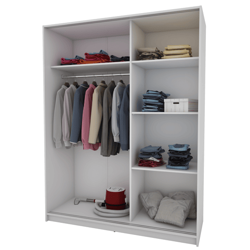 Roupeiro ELEGANZA portas deslizantes com espelho 150x195cm branco