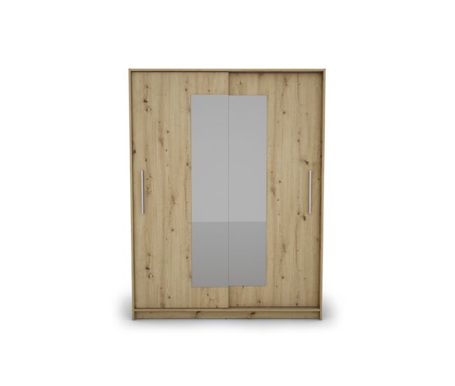 Armario eleganza puertas correderas con espejo 150x195cm roble - conforama