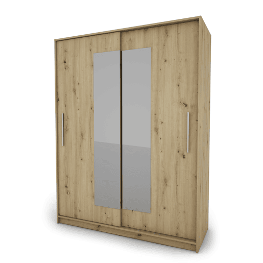Roupeiro ELEGANZA portas deslizantes com espelho 150x195cm carvalho