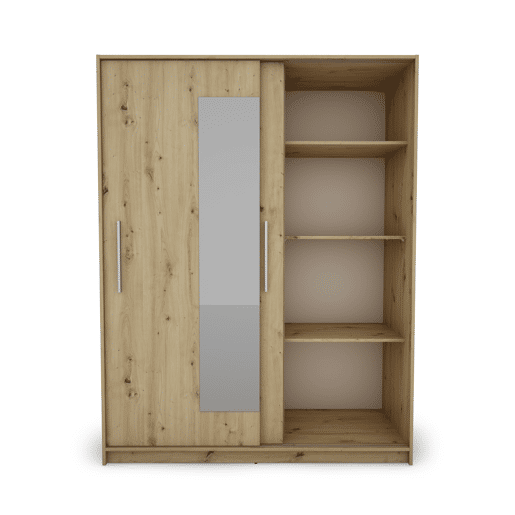Roupeiro ELEGANZA portas deslizantes com espelho 150x195cm carvalho