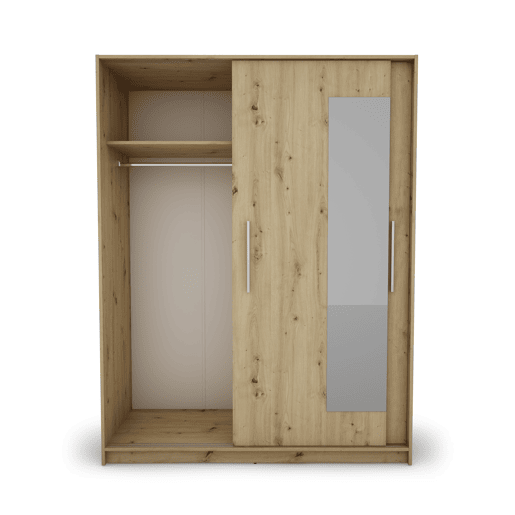 Roupeiro ELEGANZA portas deslizantes com espelho 150x195cm carvalho