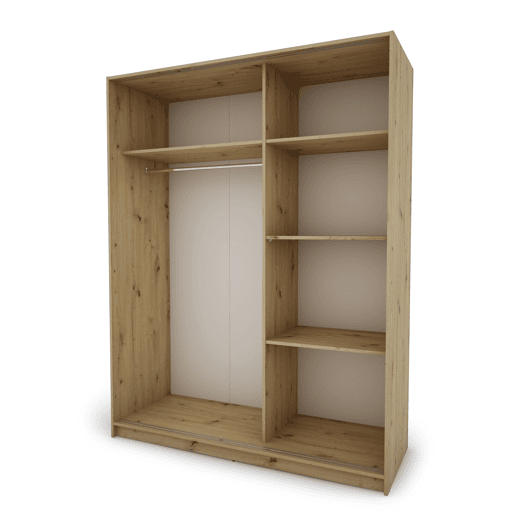 Roupeiro ELEGANZA portas deslizantes com espelho 150x195cm carvalho