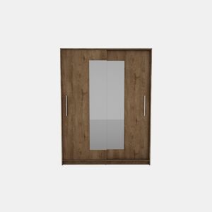 Roupeiro ELEGANZA portas deslizantes com espelho 150x195cm nogueira