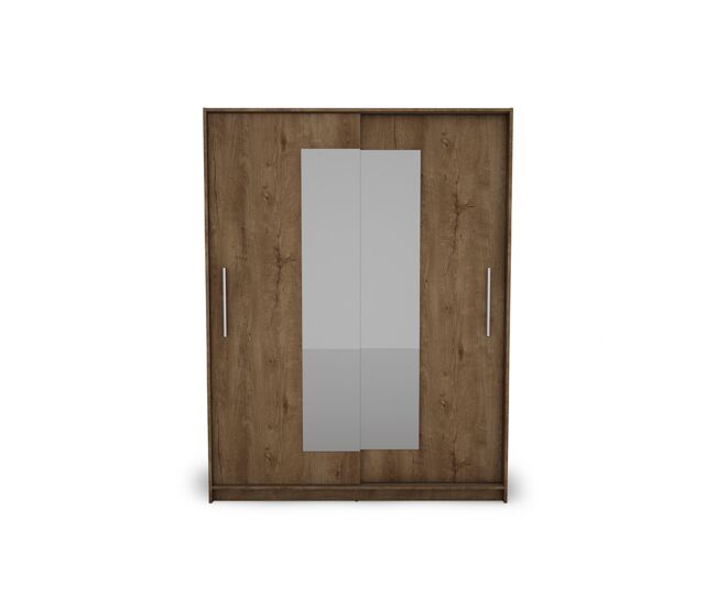 Armario eleganza puertas correderas con espejo 150x195cm nogal - conforama