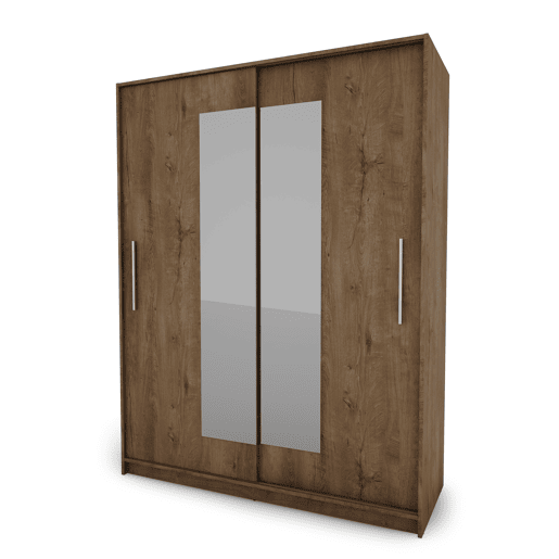 Roupeiro ELEGANZA portas deslizantes com espelho 150x195cm nogueira