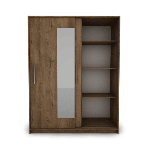 Roupeiro ELEGANZA portas deslizantes com espelho 150x195cm nogueira