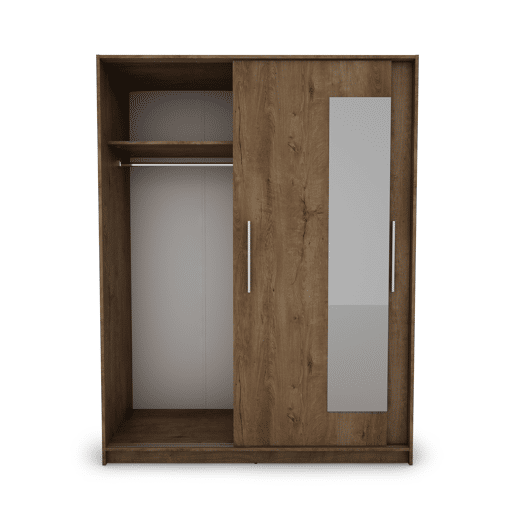 Roupeiro ELEGANZA portas deslizantes com espelho 150x195cm nogueira