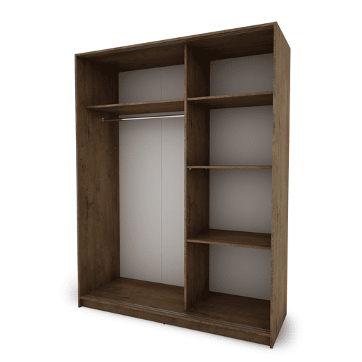 Roupeiro ELEGANZA portas deslizantes com espelho 150x195cm nogueira