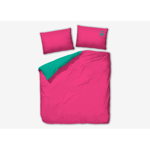 Capa edredão BENETTON rosa e verde 180cm