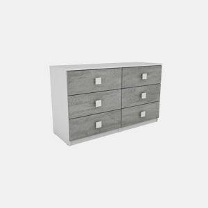 Cômoda dupla com 6 gavetas SEATTLE branco e cinza