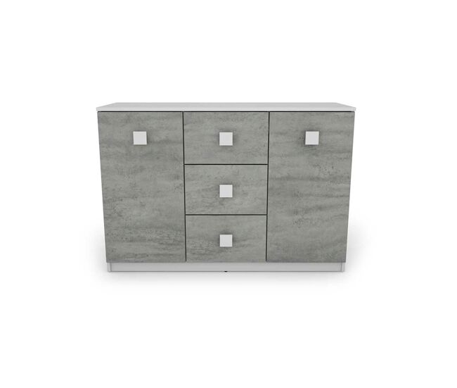 Aparador 2 puertas 3 cajones seattle blanco y gris - conforama
