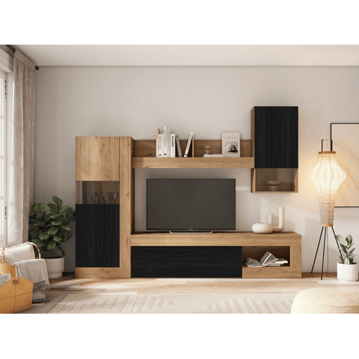 Composição de sala FERRARA carvalho e preto Composição de sala FERRARA carvalho e preto