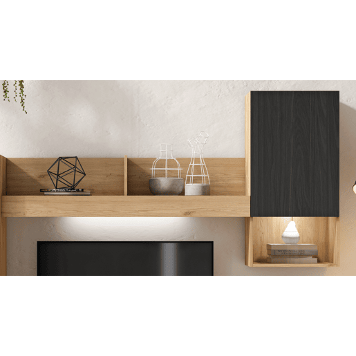 Composição de sala FERRARA carvalho e preto Composição de sala FERRARA carvalho e preto