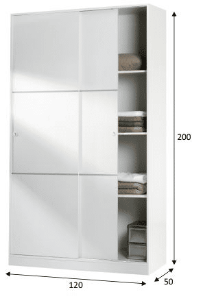 Roupeiro TREVI portas deslizantes 120x200cm branco