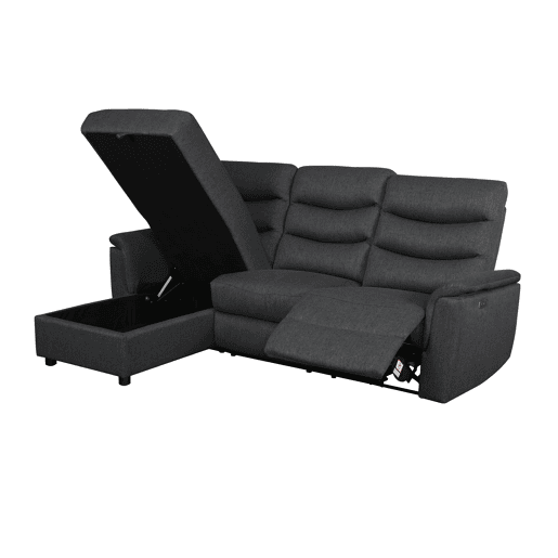 Chaise longue relax elétrico FAMILY 3 lugares esquerdo antracite