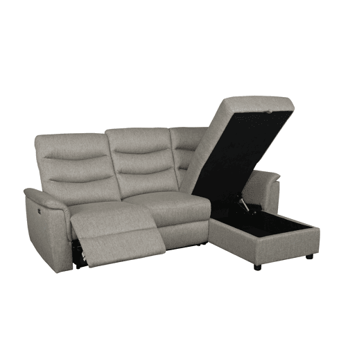 Chaise longue relax elétrico FAMILY 3 lugares dereito castanho