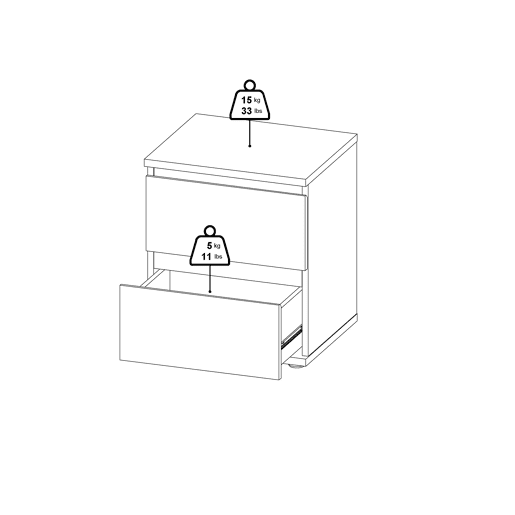 Mesa de cabeceira com 2 gavetas NOVA