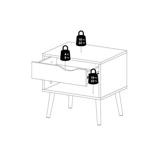 Mesa de cabeceira com 1 gaveta DELTA