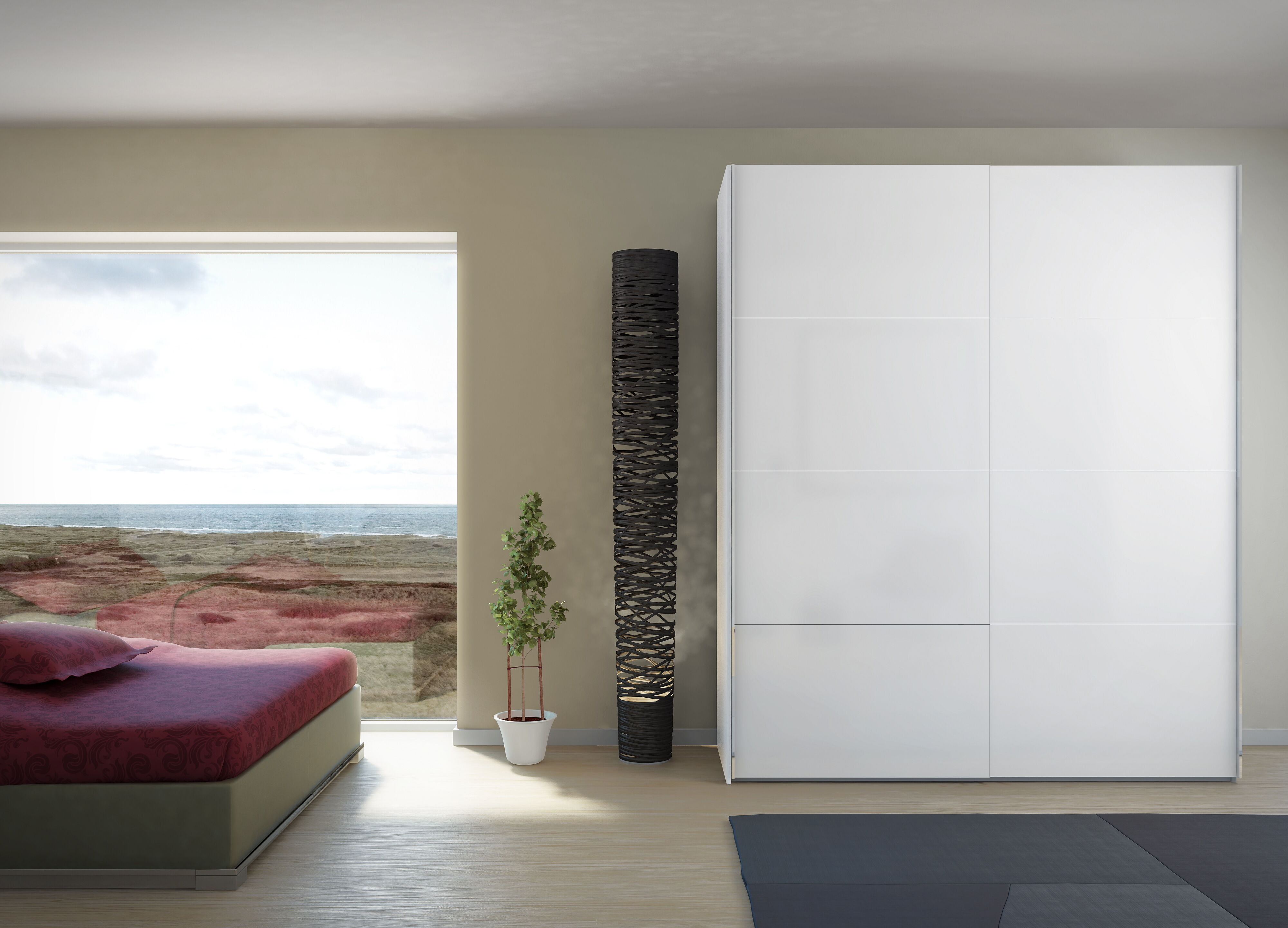 Armario FIRENZE puertas correderas 183x220cm blanco brillo