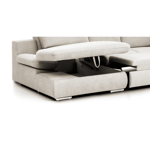 Sofá de canto ISONA com cama dereita 5 lugares bege Sofá de canto ISONA com cama dereita 5 lugares bege