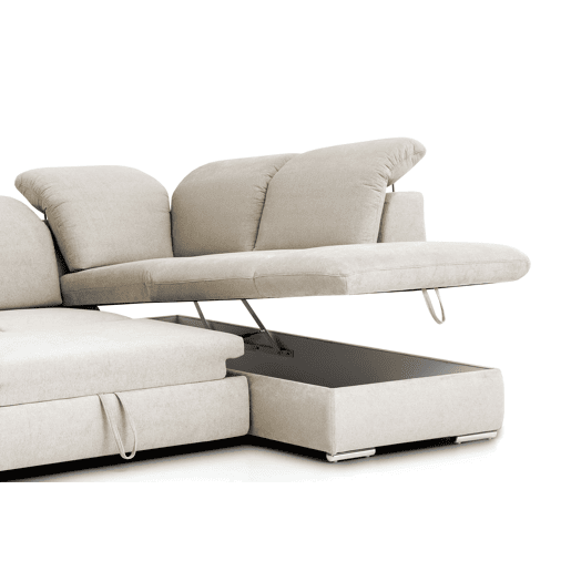 Sofá de canto ISONA com cama dereita 5 lugares bege Sofá de canto ISONA com cama dereita 5 lugares bege