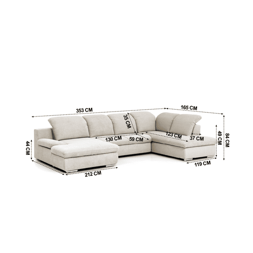 Sofá de canto ISONA com cama dereita 5 lugares bege Sofá de canto ISONA com cama dereita 5 lugares bege
