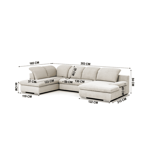 Sofá de canto ISONA com cama esquerda 5 lugares bege