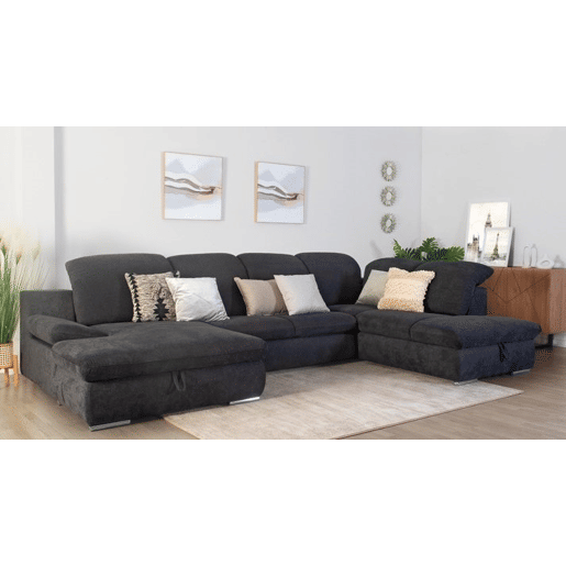 Sofá de canto ISONA com cama dereita 5 lugares antracite