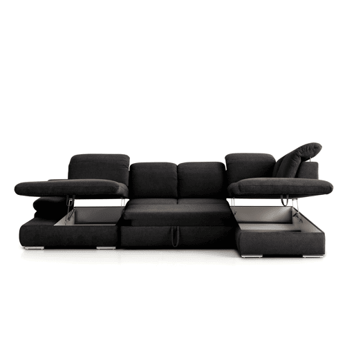 Sofá de canto ISONA com cama dereita 5 lugares antracite