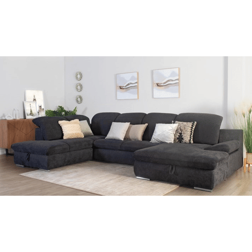 Sofá de canto ISONA com cama esquerda 5 lugares antracite