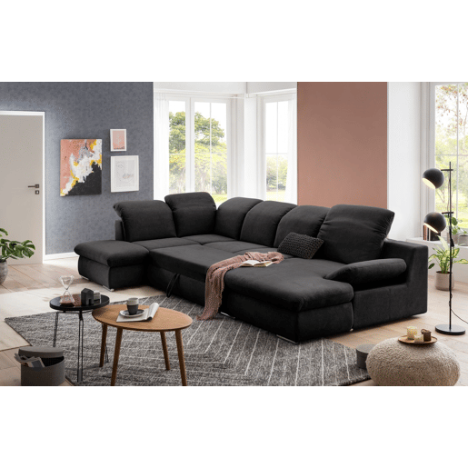 Sofá de canto ISONA com cama esquerda 5 lugares antracite