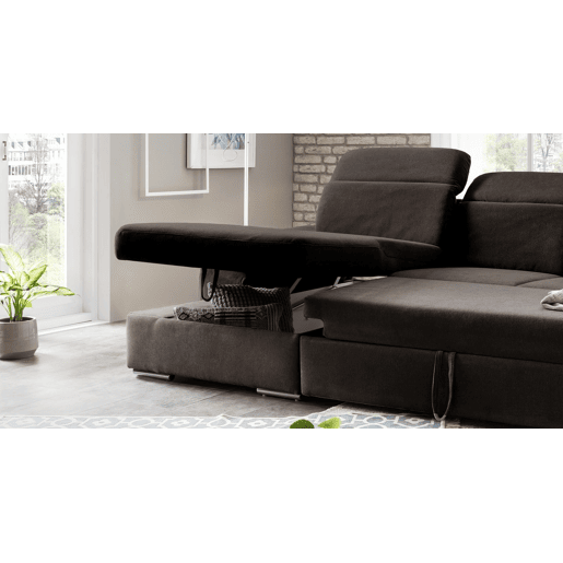 Chaise longue cama 4 lugares esquerdo MORIS cor castanho