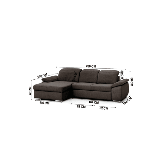 Chaise longue cama 4 lugares esquerdo MORIS cor castanho