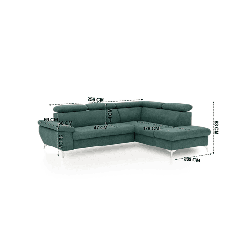 Sofá cama GISELA dereita 3 lugares verde