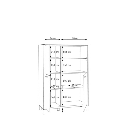 Aparador 2 portas FREETOWN em carvalho e branco mate