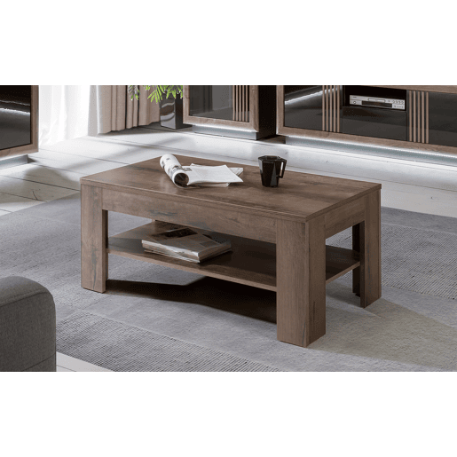 Mesa de centro SAVONA com porta-revistas cor carvalho