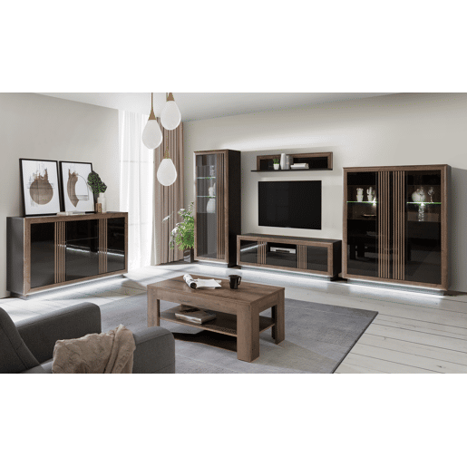 Mesa de centro SAVONA com porta-revistas cor carvalho