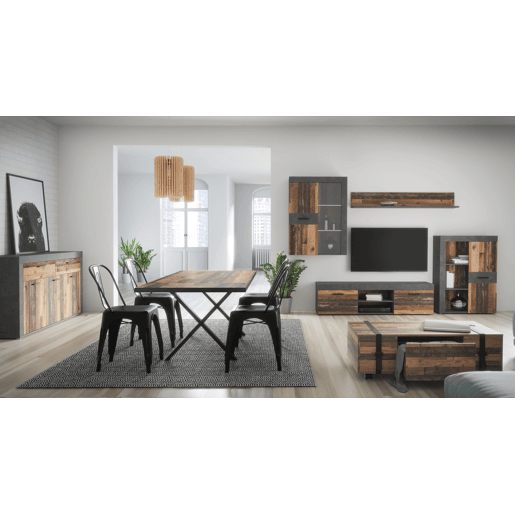 Móvel de sala NELLEKE 4 peçes castanho e cimento