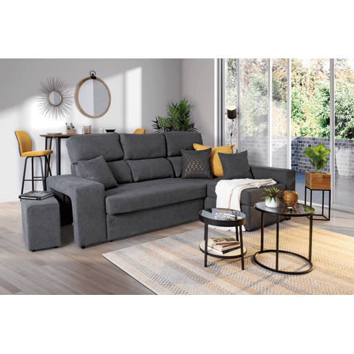 Chaise longue 3 lugares CIRO reversível cor cinza