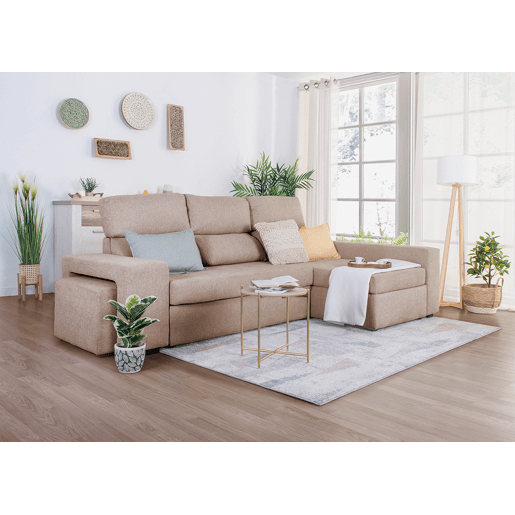 Chaise longue 3 lugares CIRO reversível cor bege