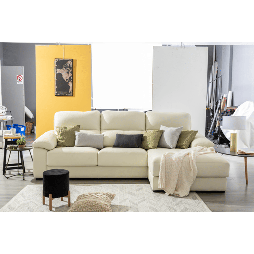 Chaise longue pele WILLY dereita 4 lugares branco