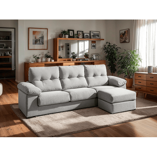 Chaise longue MIA reversível 4 lugares cinza claro