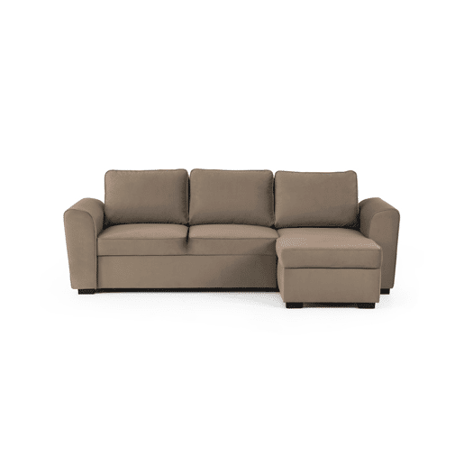 Chaise longue com cama ASTON CLEAN reversível 3 lugares castanho