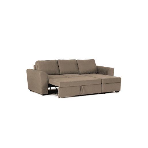 Chaise longue com cama ASTON CLEAN reversível 3 lugares castanho