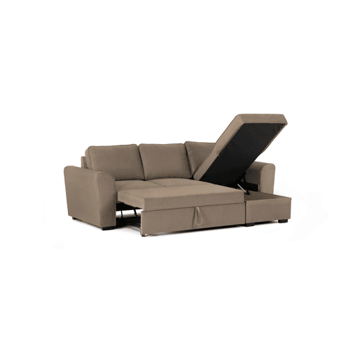 Chaise longue com cama ASTON CLEAN reversível 3 lugares castanho