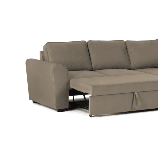 Chaise longue com cama ASTON CLEAN reversível 3 lugares castanho