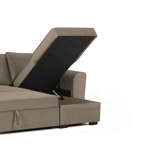 Chaise longue com cama ASTON CLEAN reversível 3 lugares castanho