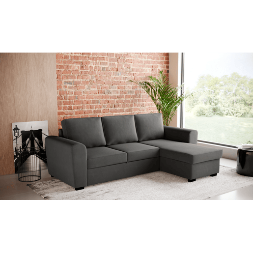 Chaise longue cama ASTON CLEAN reversível 3 lugares cinza escuro