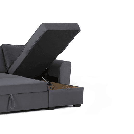 Chaise longue cama ASTON CLEAN reversível 3 lugares cinza escuro
