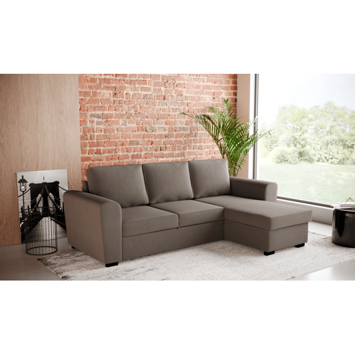 Chaise longue com cama ASTON CLEAN reversível 3 lugares bege